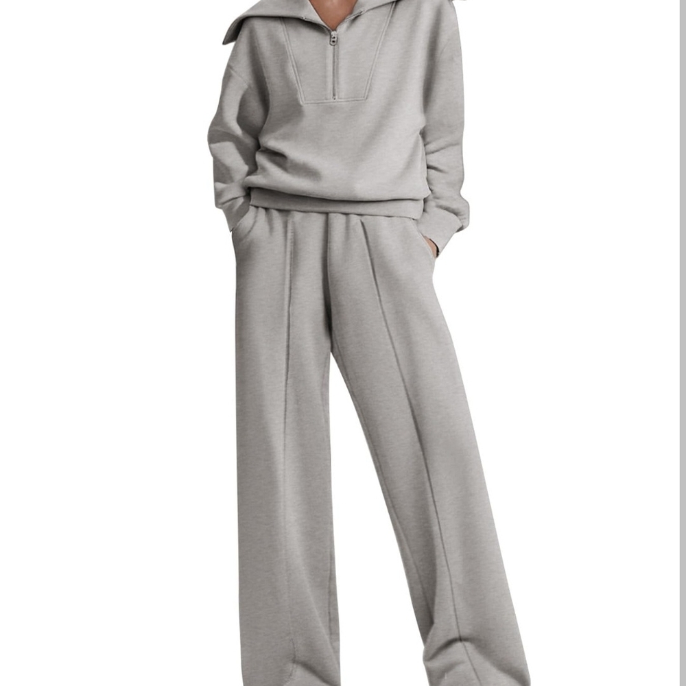 Aleumdr 2 Piece Wide Leg Soft Lounge Set